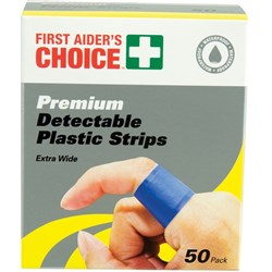 FIRST AIDER'S CHOICE BAND AIDS Blue Detectable  Strips Box50 code on box 872242
