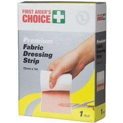 FIRST AIDER'S CHOICE BAND AIDS Fabric Dressing Strip 7.2cmx1M code on box 877256