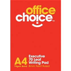 OFFICE CHOICE EXECUTIVE PADS A4 70Leaf, 70gsm Ruled T/Open