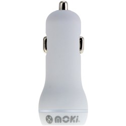 MOKI DUAL USB CAR CHARGER 3.4A + 1A White #D
