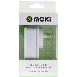 MOKI DUAL USB WALL CHARGER 3.4A + 1A White