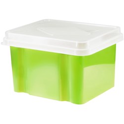ITALPLAST 32 LITRE PLASTIC SUSPENSION FILE & STORAGE BOX Tint Lime Base Clear Lid