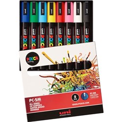 Uni Posca Paint Marker PC-5M Medium 2.5mm Bullet Tip Asstd Pack of 8 Solid Colours