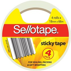 SELLOTAPE STICKY TAPE 18mmx66m Clear Pack/4 Rolls