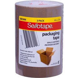 SELLOTAPE PACKAGING TAPE 48mmx50m Brown Pack/3