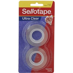 SELLOTAPE ULTRA CLEAR TAPE 18mm x 33mm Refill Pack/2