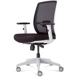 Luminous Mesh Back Task Chair White Base and Arms Black Fabric Seat Black Mesh