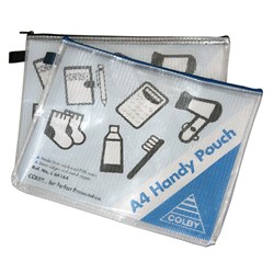 COLBY HANDY POUCH A4, CLEAR Blue Trim