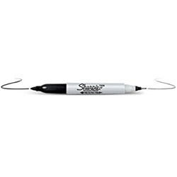 SHARPIE TWIN TIP MARKER Permanent 1mm & 0.3mm Blk-each