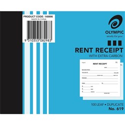 OLYMPIC CARBON RECEIPT BOOK Rent 619 Dup 100x125mm