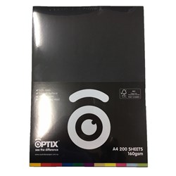 OPTIX COLOURED COPY PAPER A4 160gsm Jetz Black Pk200