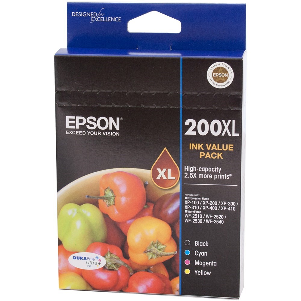 Inkjets Epson 200xl Ink Cartridge High Yield Value Pack Of 4 Assorted Colours Spicers Office 8201